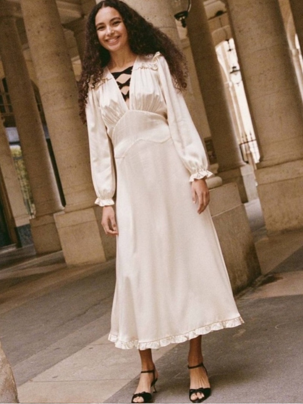 Doen Lorelei Long Sleeve Silk Midi Dress size S - Picture 6 of 16